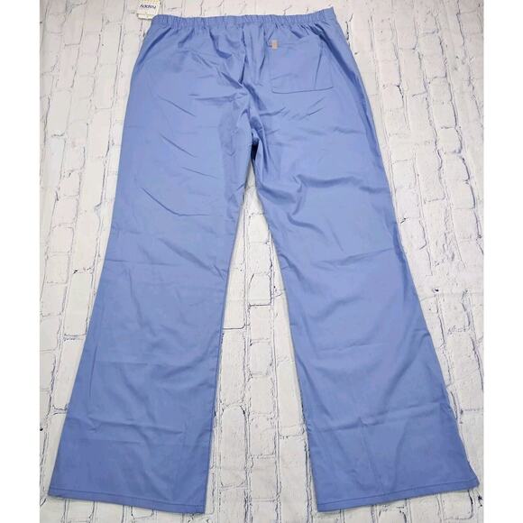 Code Happy Bliss Certainty Mid Rise Flare Drawstring Blue Scrub Pants WOMENS XL - Picture 8 of 11